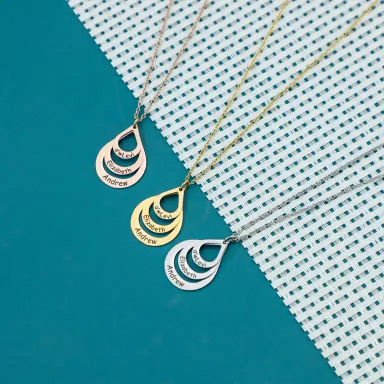 Collier couple personnalisé goutte d'eau pour femme 2