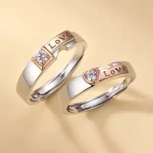 Bagues de couple ajustables argent et cuivre 1