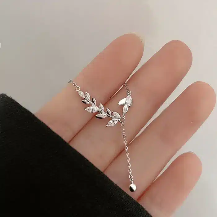 Collier feuilles argent femme 1