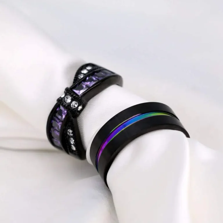 Bague de promesse violette pour couple 4