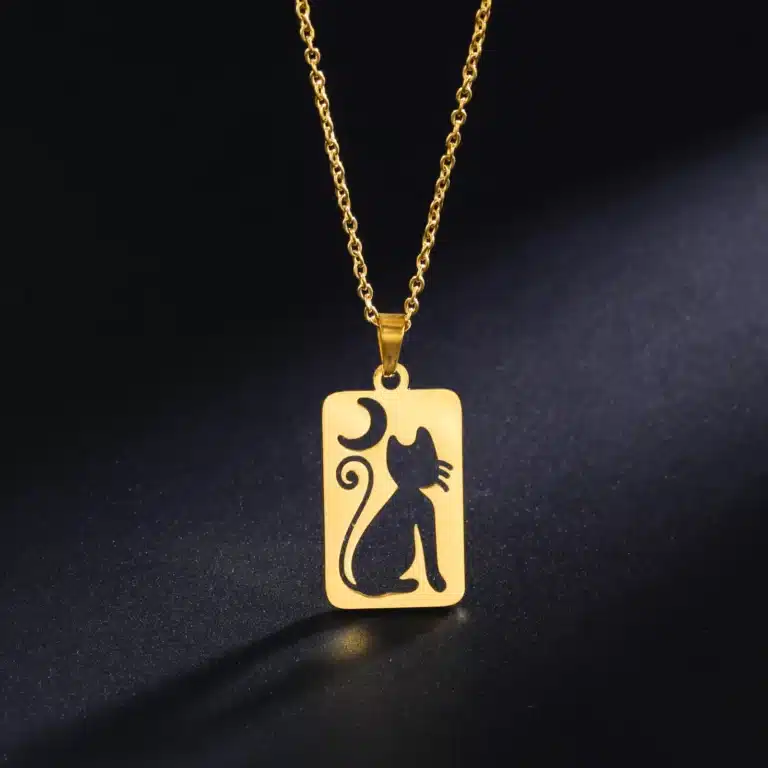 Collier couple chaton lune 1
