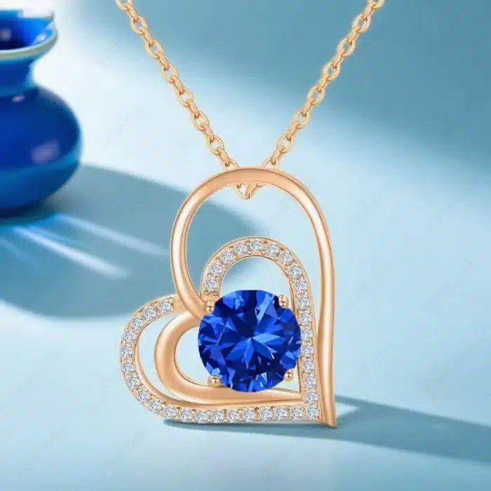 Rose éternelle avec collier en forme de coeur pour femme 2