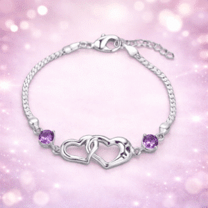 Bracelet double coeur violet pour femme