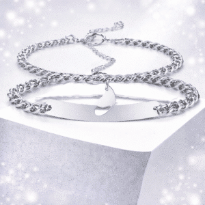 Duo bracelets couple tressés avec coeur