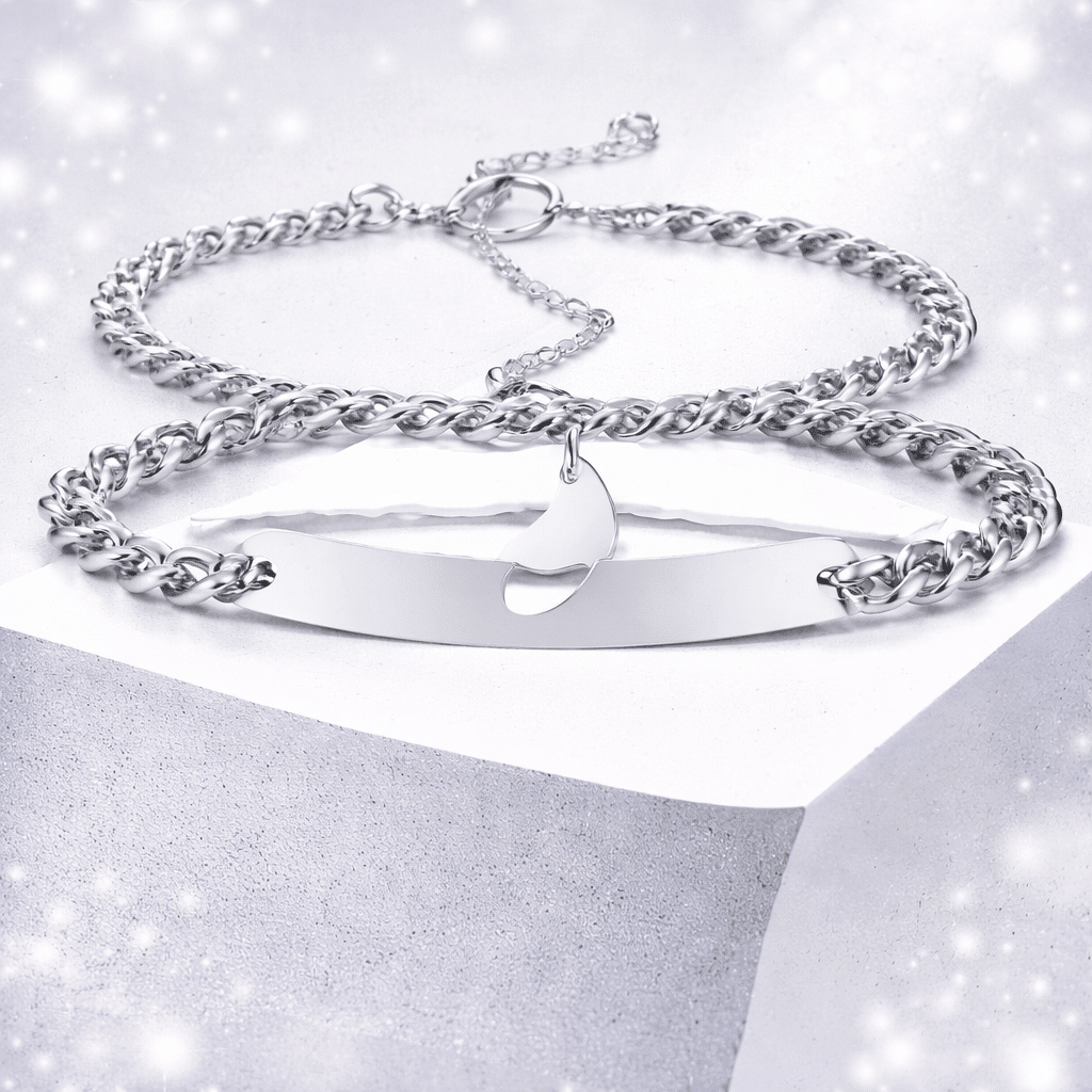 Duo bracelets couple tressés avec coeur