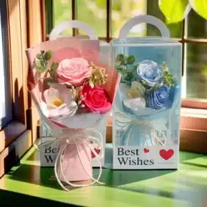 Bouquet avec trois roses éternelles 1