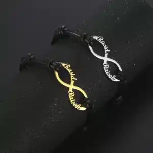 Bracelet couple infini argent et doré personnalisé 1