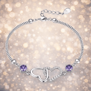 Bracelet couple coeur violet pour femme