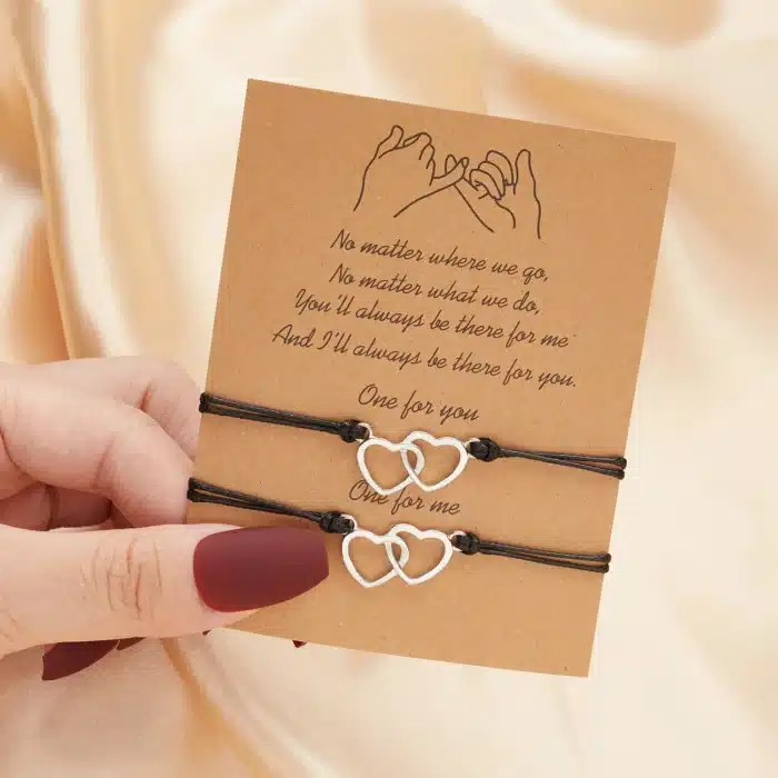 Bracelets couple double coeurs 2