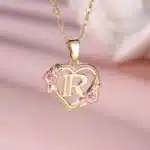 Collier femme coeur fleuri personnalisé 4