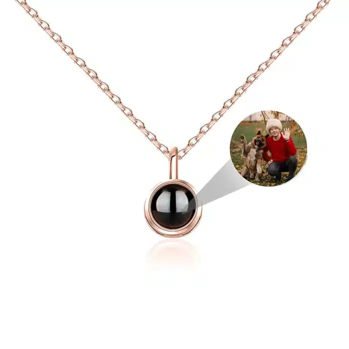 Collier couple homme photo projection rond 3