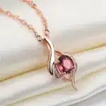Boite pomme avec rose éternelle et collier rouge 6