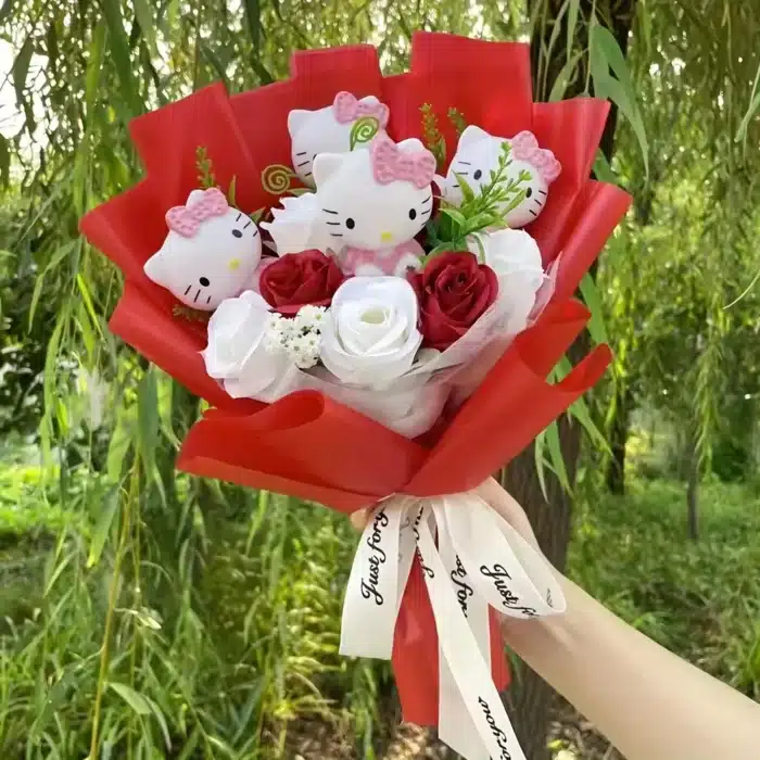Bouquet rose éternelle Hello Kitty 1
