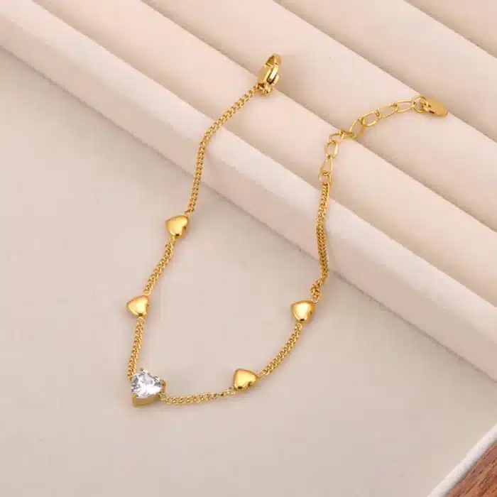 Bracelet femme tressé mini coeurs 6