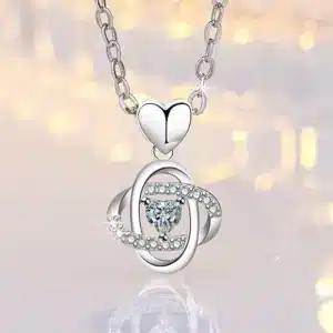 Collier cœur pierre brillante argent femme 1