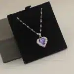 Collier couple femme coeur violet 1