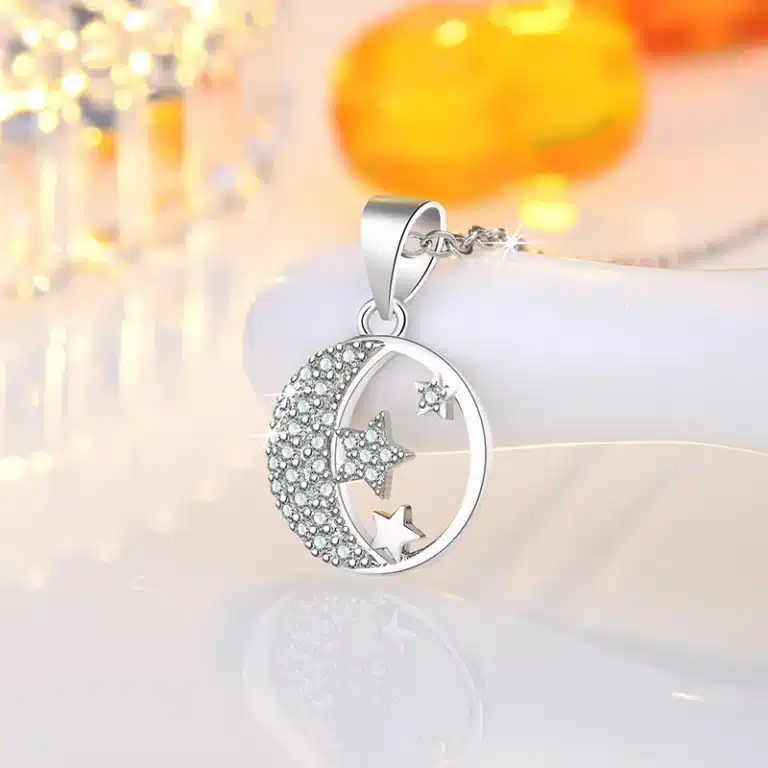 Collier femme lune étoiles 1