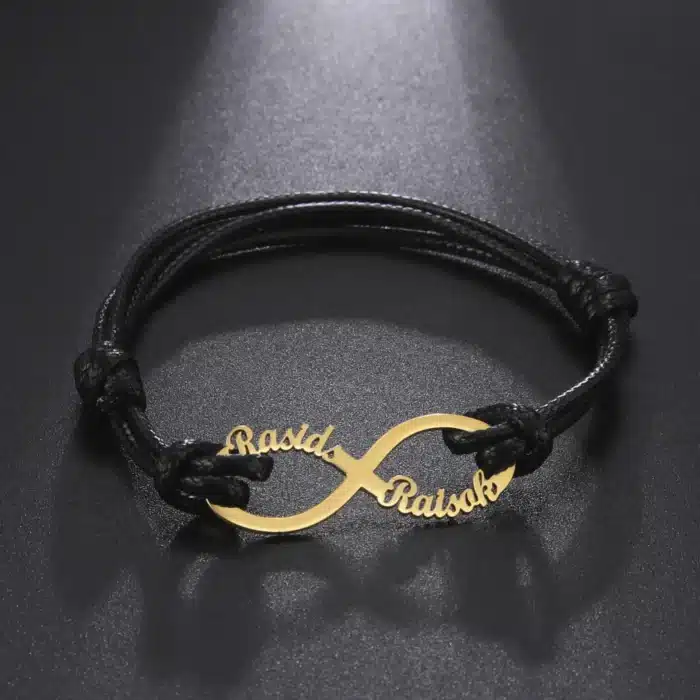 Bracelet couple infini argent et doré personnalisé 2