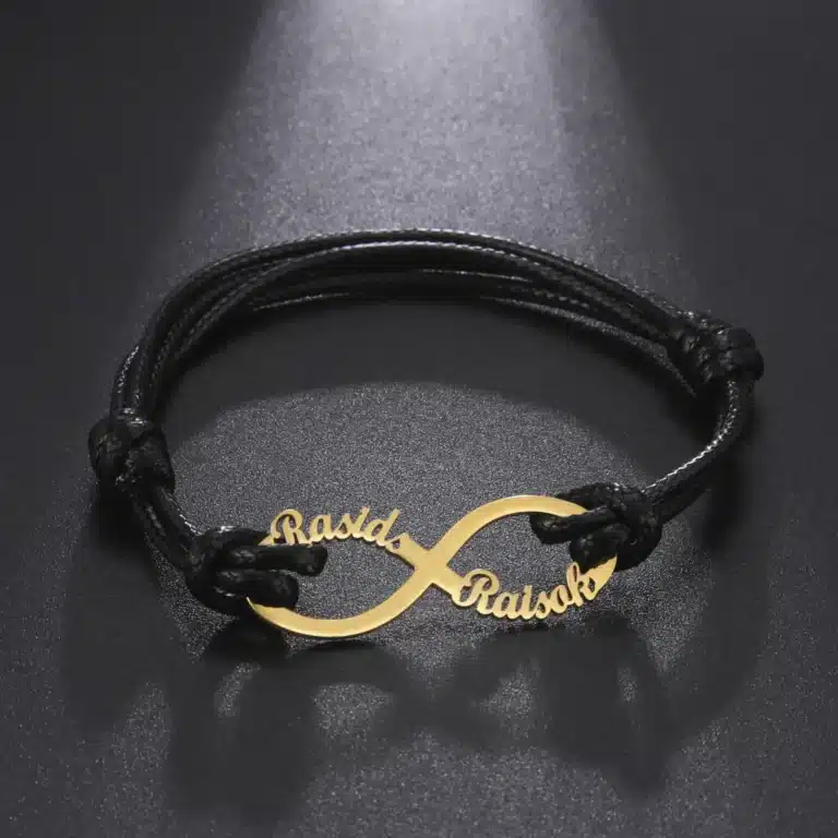 Bracelet couple infini argent et doré personnalisé 2