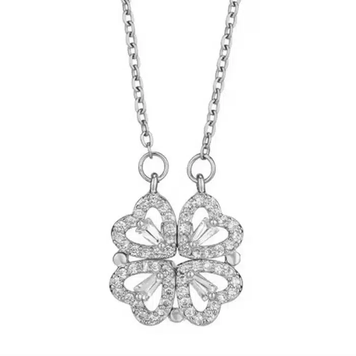 Collier romantique femme trèfle porte-bonheur 2
