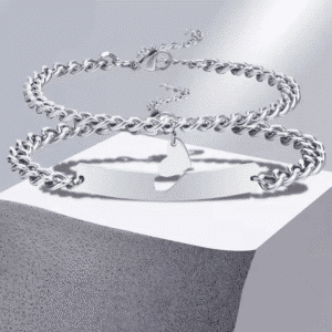 Duo bracelets couple tressés avec coeur