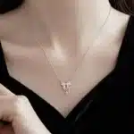 Collier couple nœud rose pour femme 2