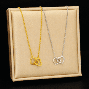 Collier couple double coeur femme