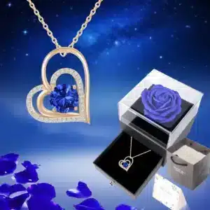 Rose éternelle avec collier en forme de coeur pour femme 1
