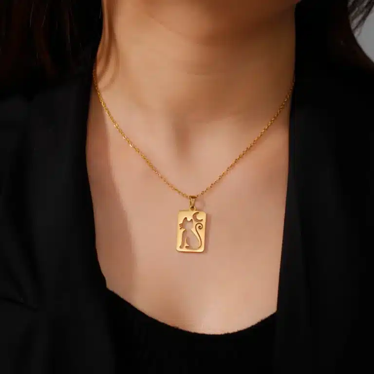 Collier couple chaton lune 2