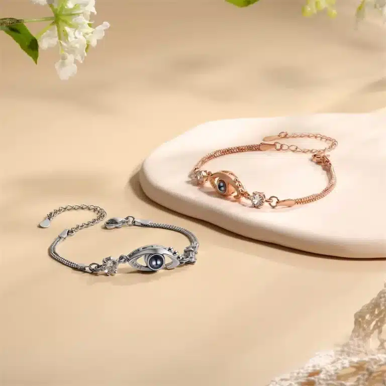 Bracelet couple photo projection pour femme mauvais oeil 2