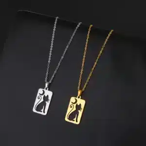 Collier couple chaton lune 3