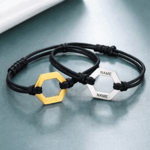 Bracelet couple personnalisé géométrique