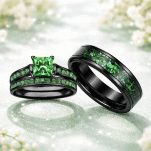 Bague claddagh couple verte