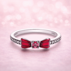 Bague de promesse femme noeud papillon rouge