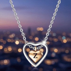 Collier double coeur initiale pour femme