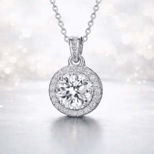 Collier femme pierre ronde argent brillant
