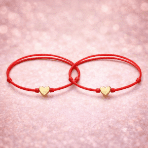 Bracelet couple coeur fil rouge destin