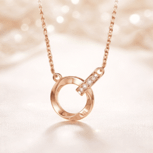 Collier couple rond rose gold pour femme