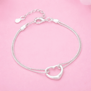 Bracelet couple coeur argent pour femme