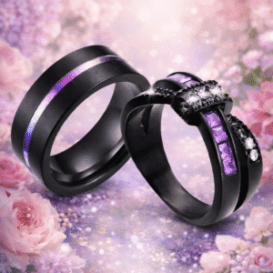 Bague de promesse violette pour couple