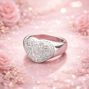 Bague de promesse gros coeur pour femme