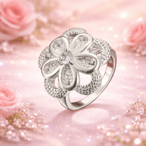 Bague de promesse grosse fleur pour femme