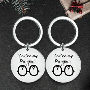 Porte-clés couple pingouins mignons