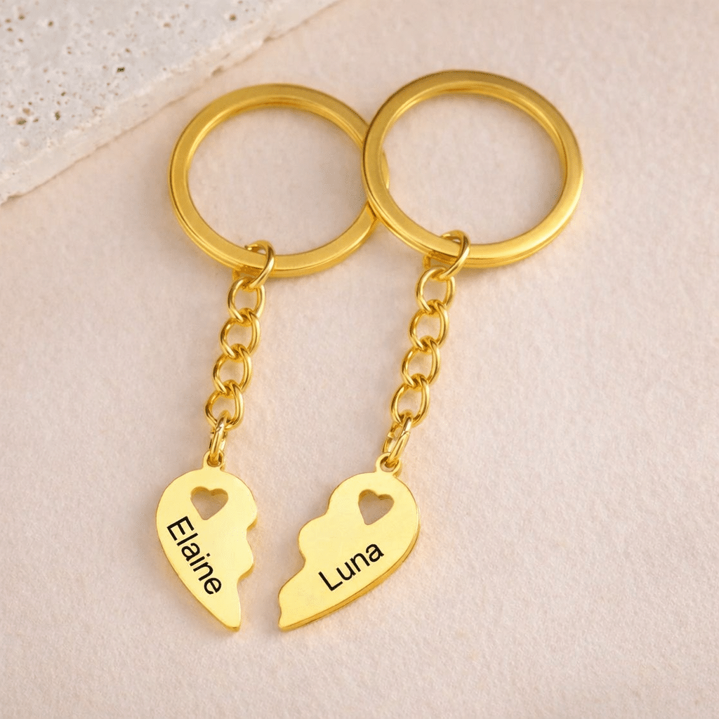 Porte-clés couple coeur personnalisé