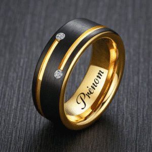 Bague de promesse noire personnalisable homme