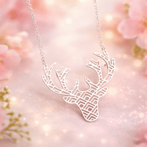 Collier tête de cerf argent femme