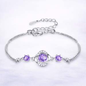 Bracelet couple femme fleur violette