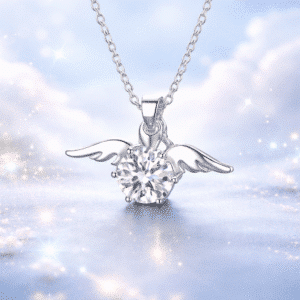 Collier pierre ronde ailes argent femme