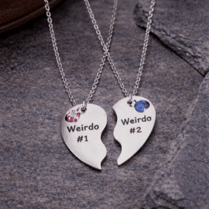 Collier couple coeur rigolo