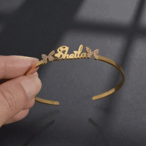 Bracelet manchette personnalisée papillons femme